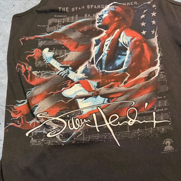 Vtg 2003 Liquid Blue Jimi Hendrix Star Spangled Banner Tank Top Black Size M - Picture 6 of 9